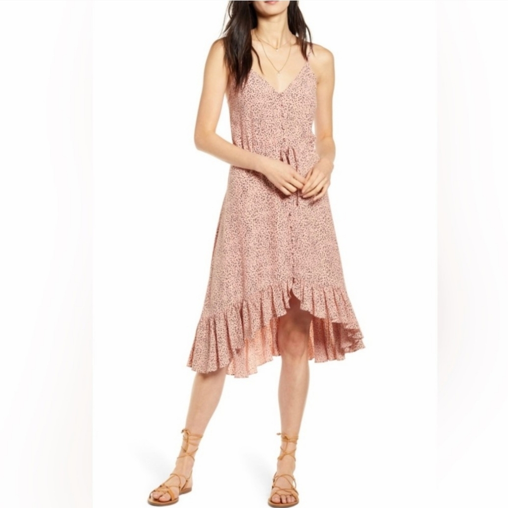 Rails Frida Dress Pink‎ Rose Spotted Print Peplum